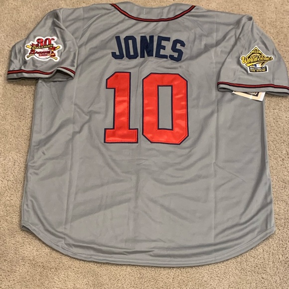 Chipper Jones Atlanta Braves 1995 World Series Jersey Mens XL NWT Road Gray - Picture 13 of 13